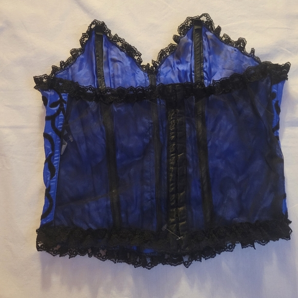 BLUE BLACK BUSTIER BRA, SIZE L - Picture 4 of 11